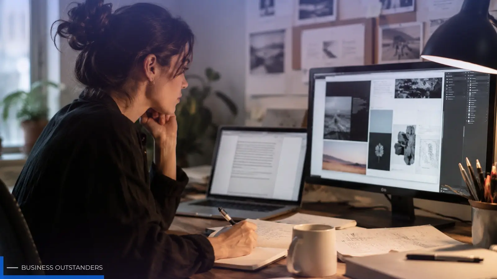 Writer sitting at desk looking at declining freelance writing statistics caused by AI tools
