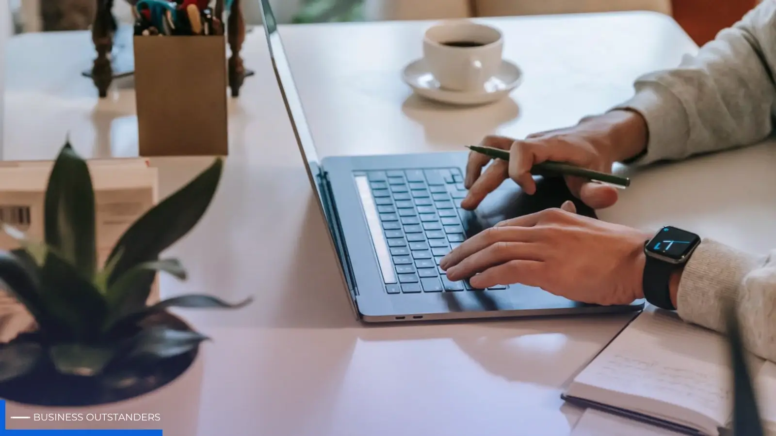 Professional exploring affordable online business and AI automation courses on a laptop