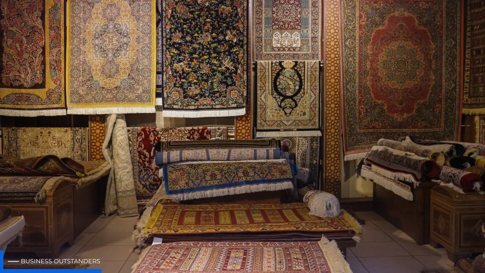 Rare antique Persian Oriental rug displayed as investment-grade collectible art in a Silicon Valley home