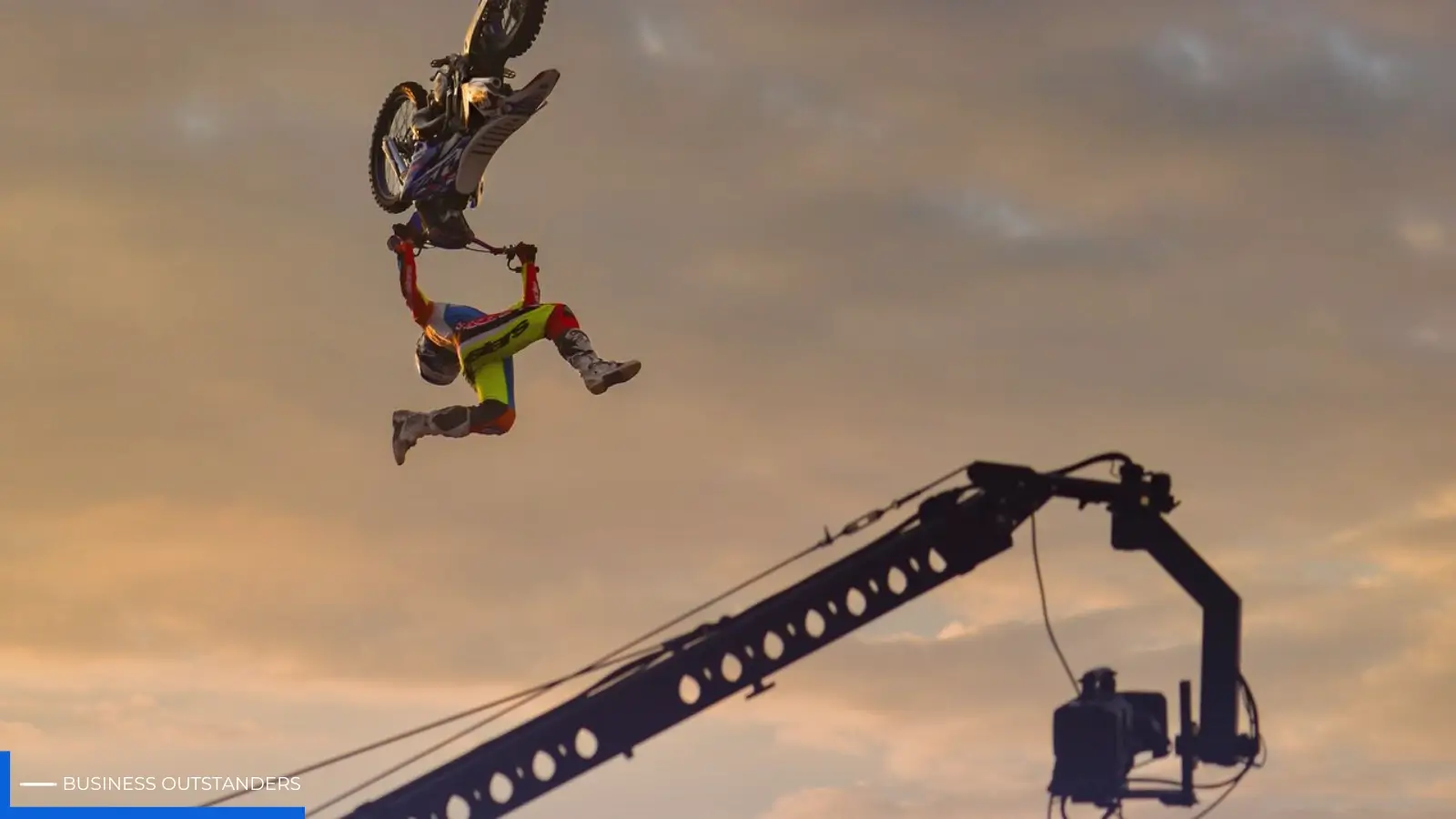 Stunt performer recovering after a high-impact action scene on a film set