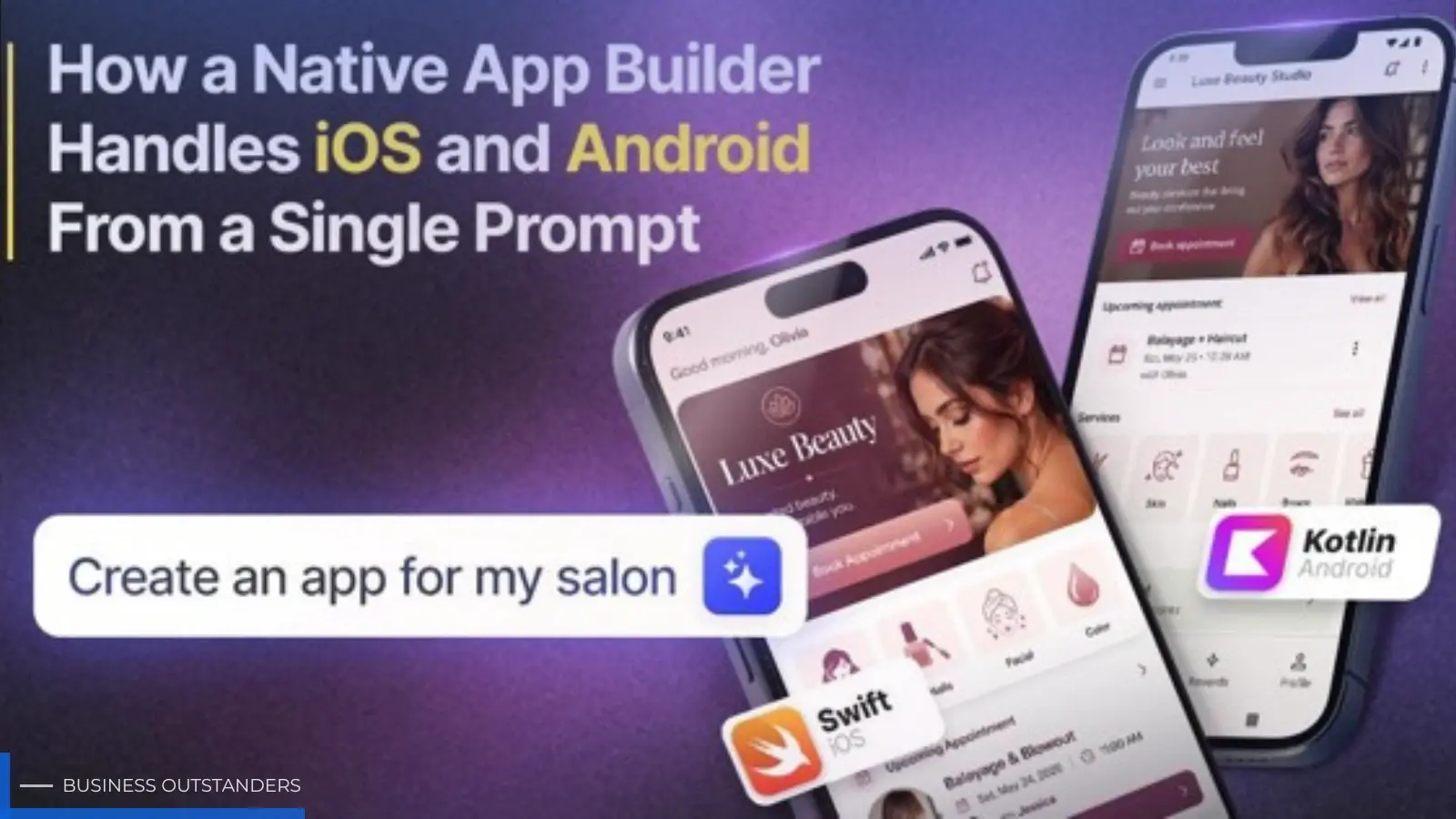 AI-powered app builder generating native iOS and Android apps from a single text prompt