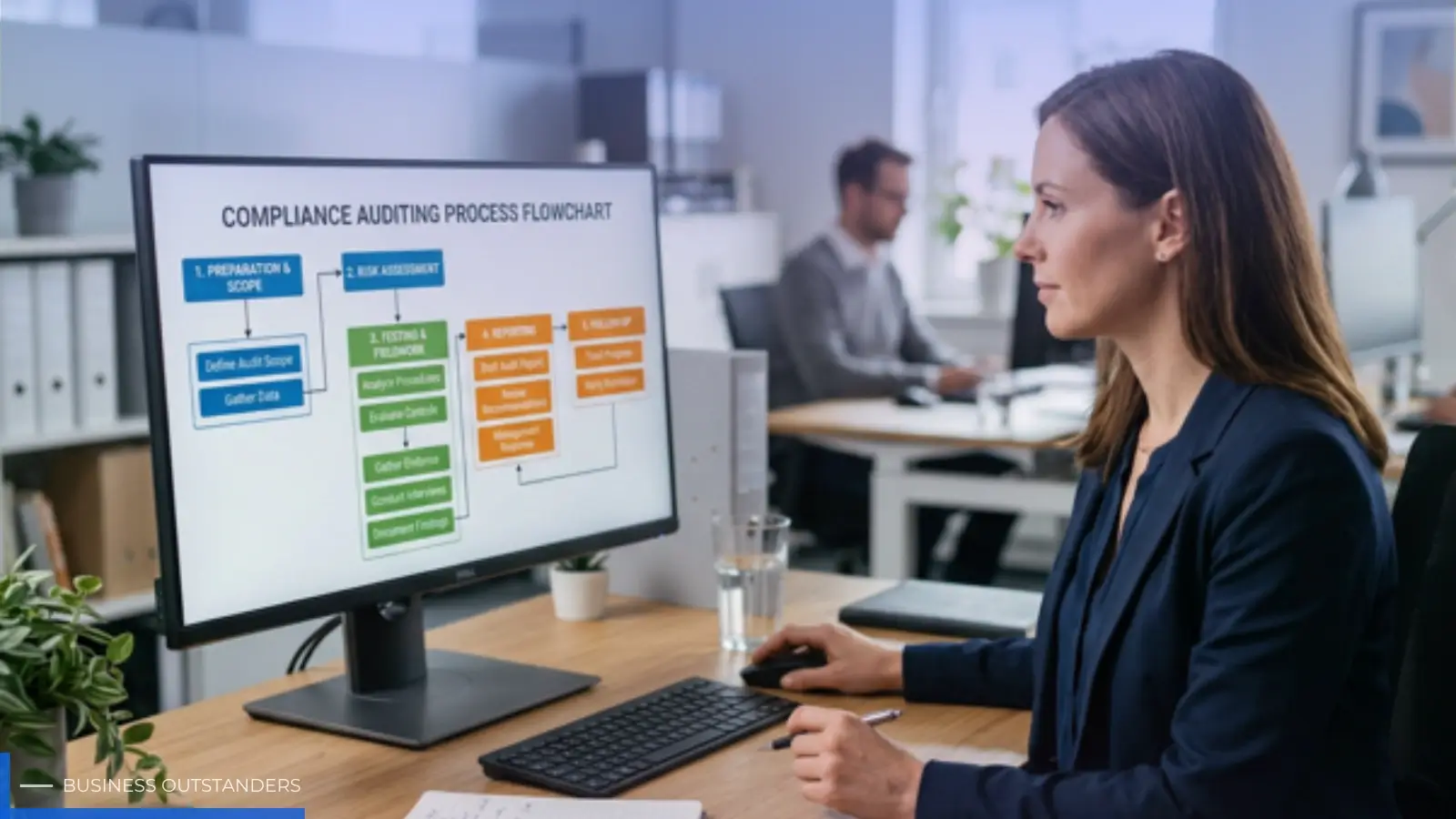 Healthcare professional reviewing medical billing compliance documents for revenue cycle management