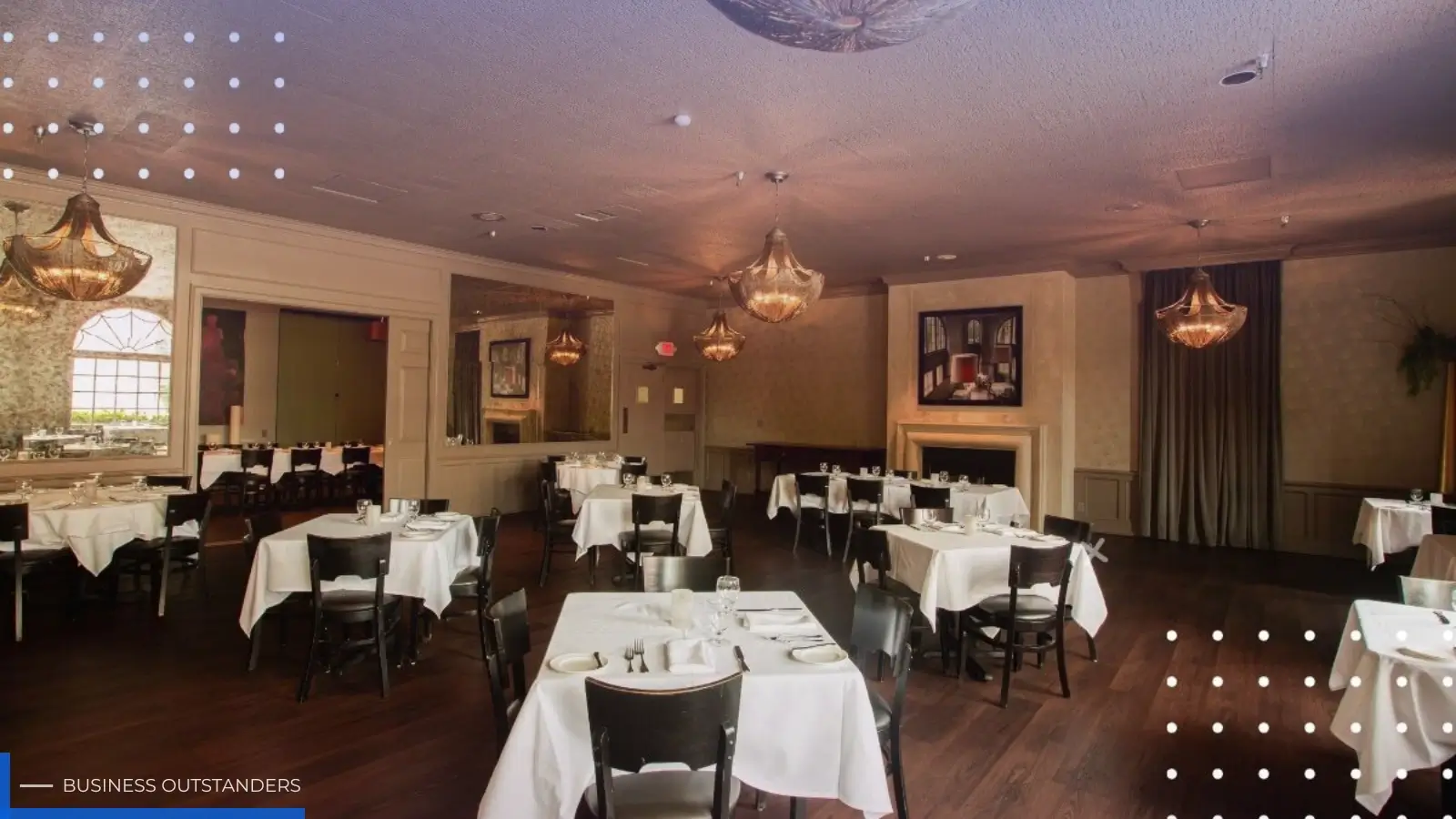 Elegantly set private dining room with fine table arrangement and warm ambient lighting for an exclusive dinner experience