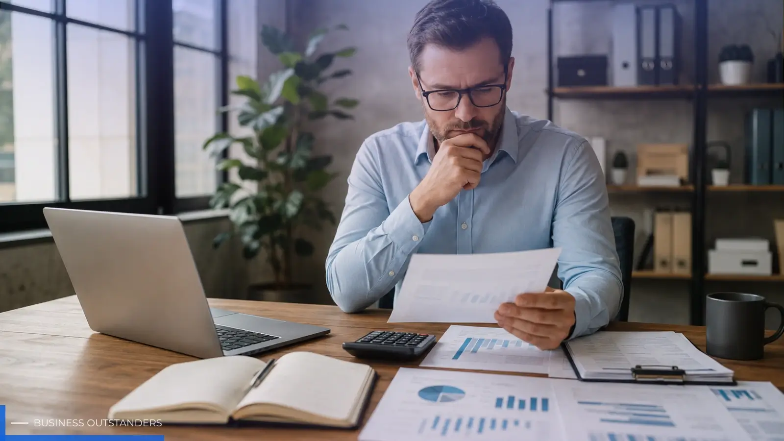 Business owner reviewing cash flow forecast and financial reserve planning on a laptop