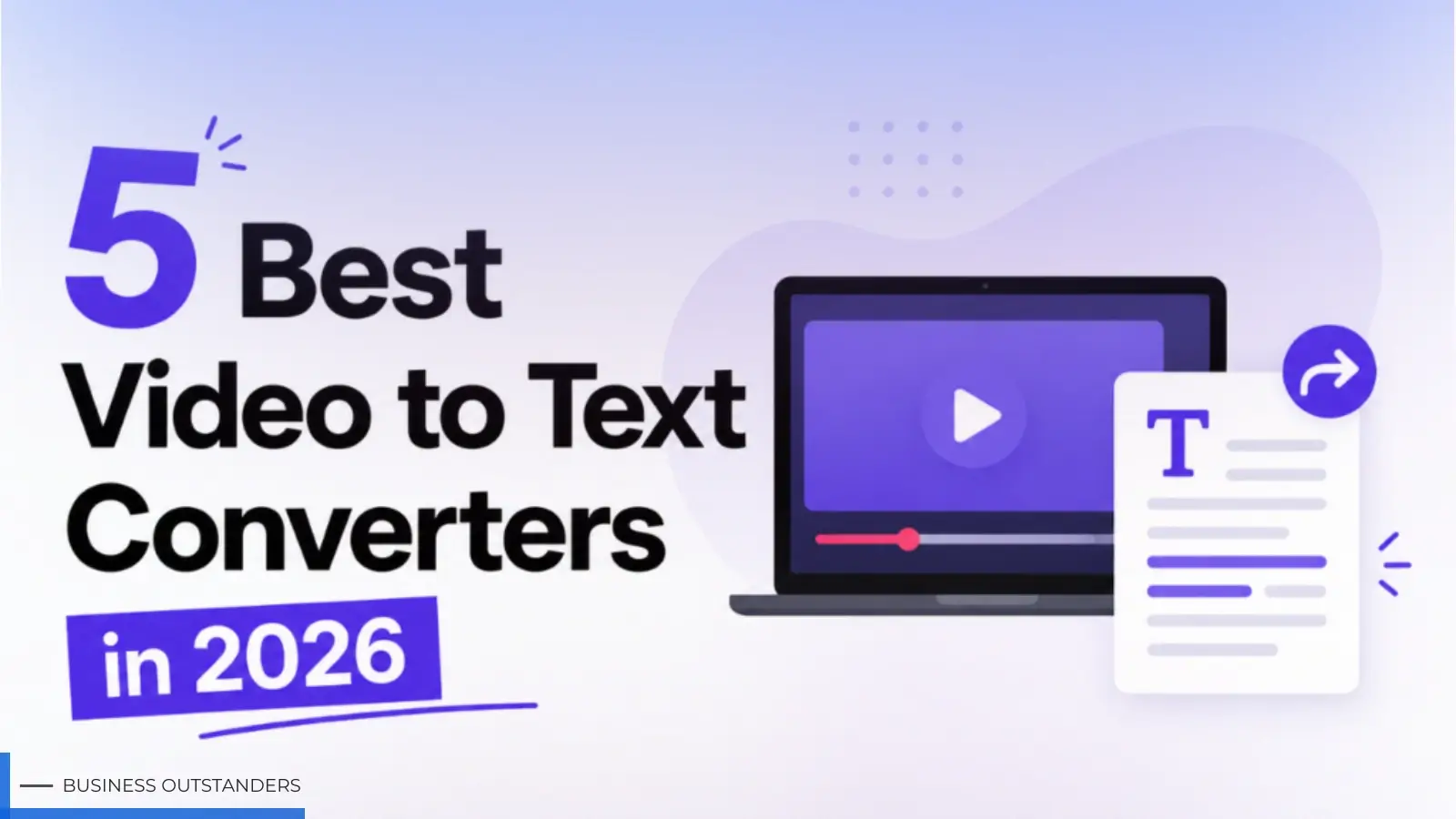 A content creator using a video to text converter tool on a laptop with transcription results displayed on screen
